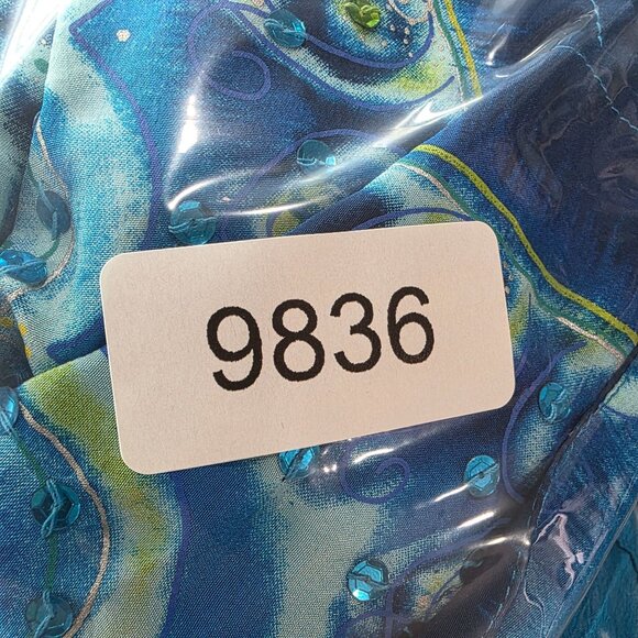 Womens Diane Gilman Blue & Yellow 100% Silk Blouse Button Up Long Sleeve Size M - Picture 7 of 7